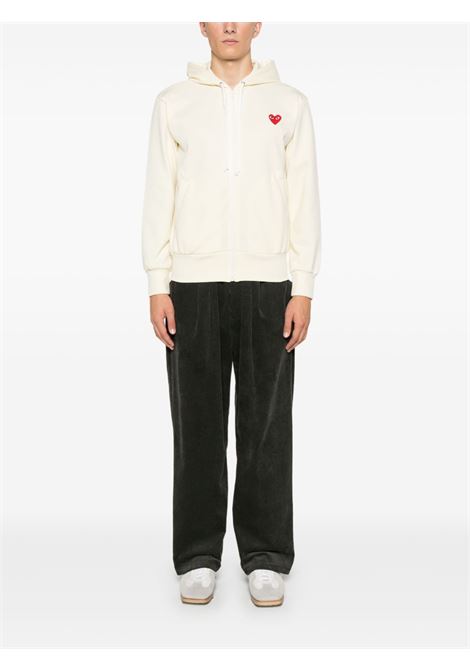 zipped red emblem hoodie unisex ivory COMME DES GARÇONS PLAY | AX-T172-0513